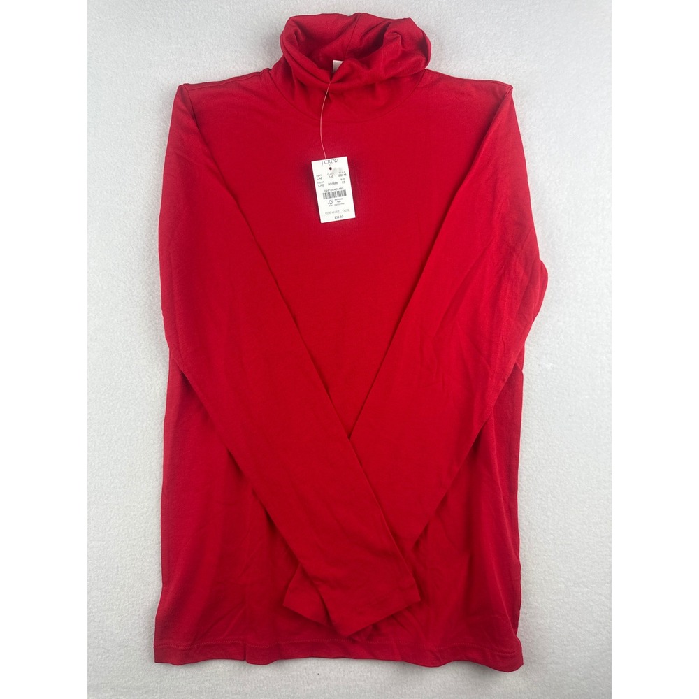 J.Crew Womens Red Cotton Long Sleeve Turtleneck Top BB748 Size XS NWT